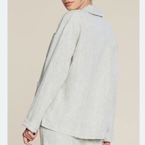 Filosofia Natural Khaki Alexis Woven Lagenlook Heavy Chore Linen Jacket Size XS - Picture 2 of 11